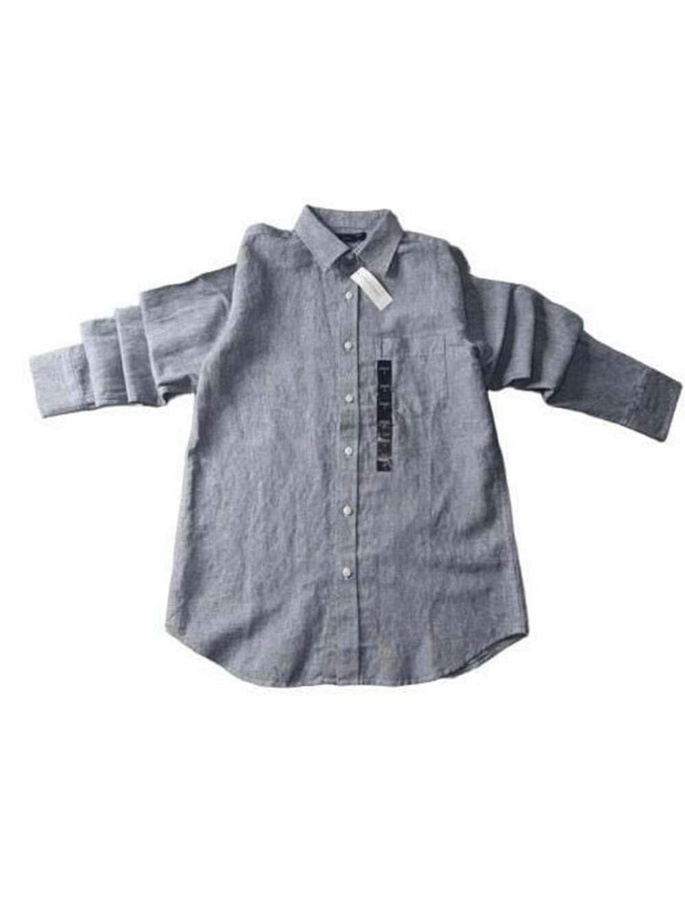 Banana Republic Linen Standard Fit Shirt Size S Blue Stripe Long Sleeve